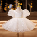 White polyester girls' dress for birthday dinner, suitable height 80-150cm