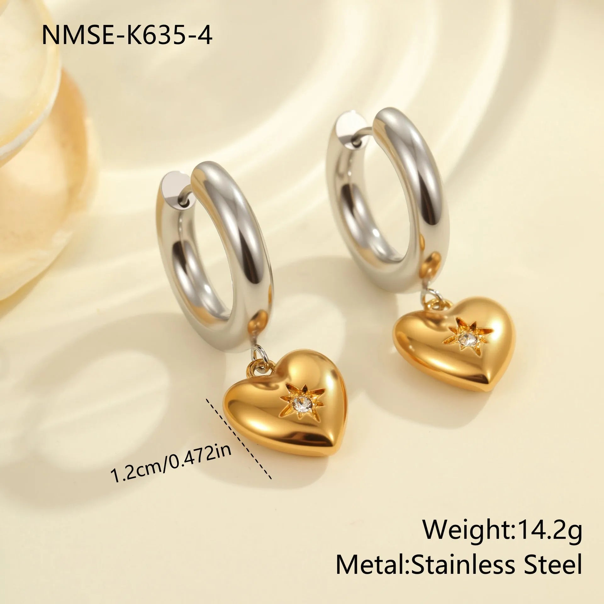 Christmas tree heart earrings in stainless steel with 18K gold electroplating and holiday designs
