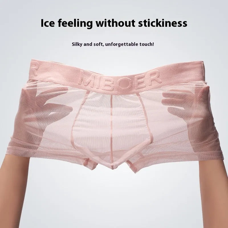 Men's thin invisible breathable boxer shorts in quick-drying polyester fabric