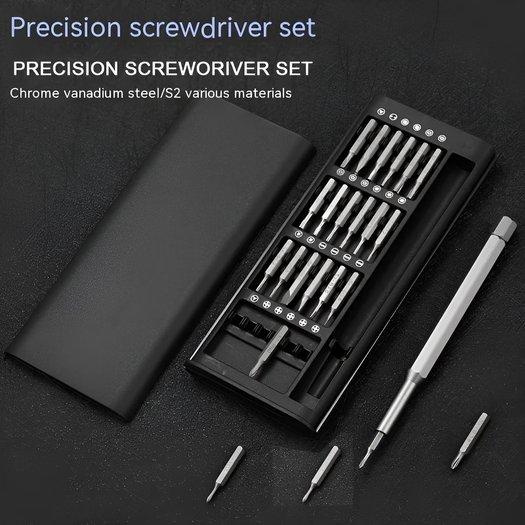 24-in-1 magnetic screwdriver repair tool set with aluminium and plastic handles