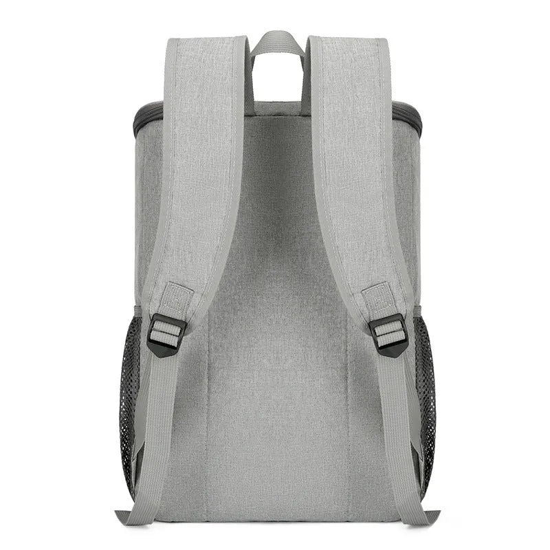 Large thermal insulated oxford cloth backpack with curved shoulder straps in grey and orange colour option