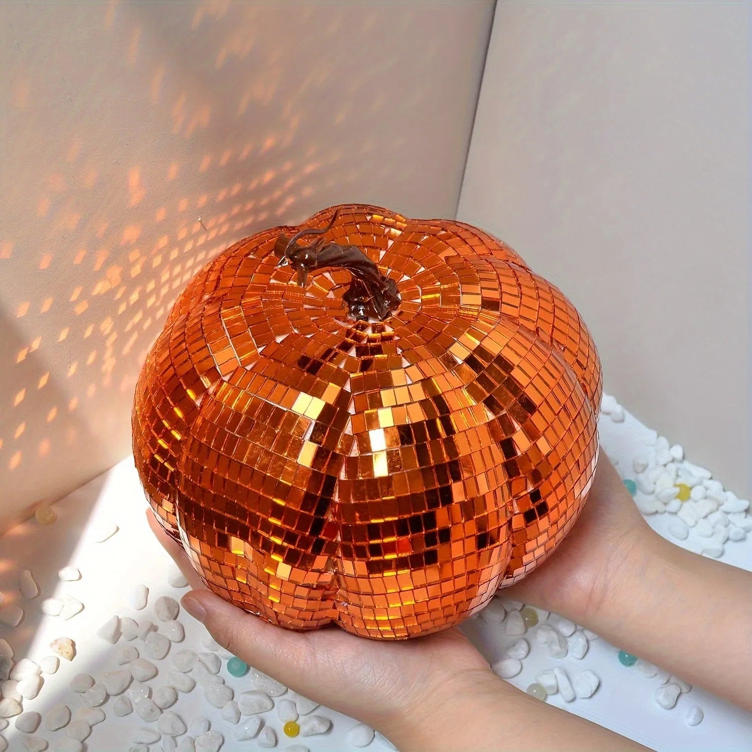 Handmade embroidered glass pumpkin decoration in Chinese style with bionic design