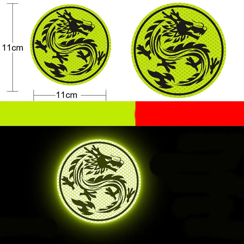 Pair of reflective warning stickers with diamond film for vehicles, approximately 9 by 5 cm