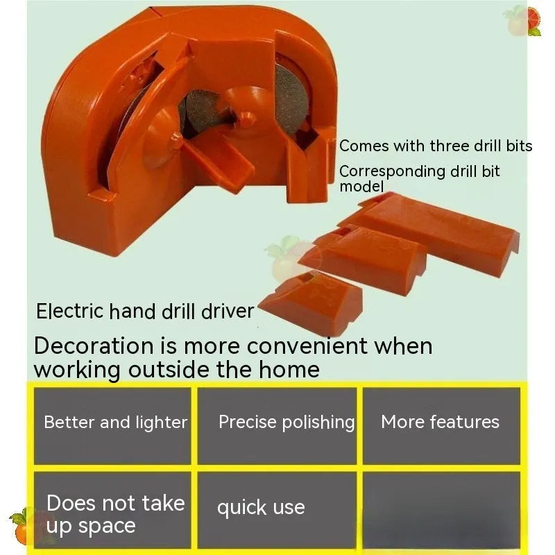 Portable universal grinding tool set with orange and black sander attachments and replacement grinding wheels.