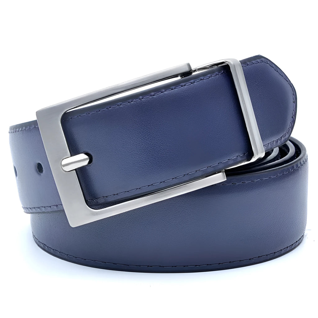 Men's brown black rotating pin buckle belt made from genuine two-layer cowhide leather