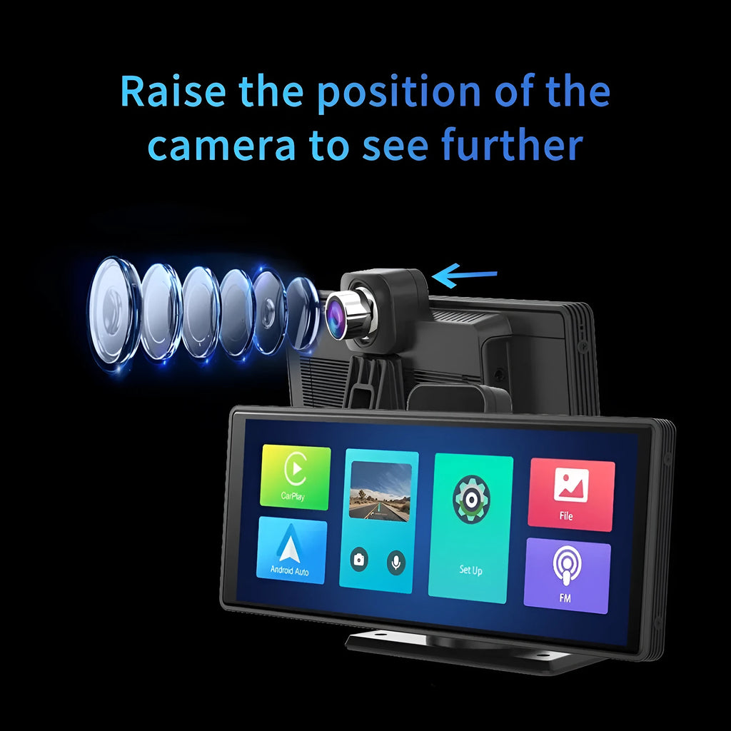 12-inch touch screen car DVR dash camera with front and rear recording on display