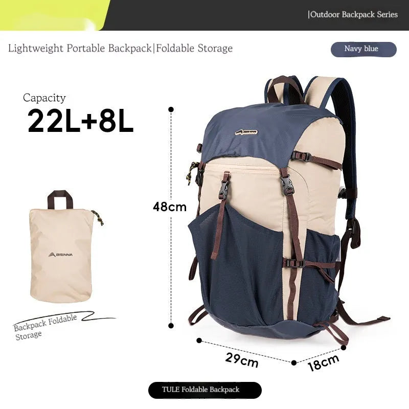 Lightweight nylon outdoor mountaineering backpack 8L in dark blue unisex design