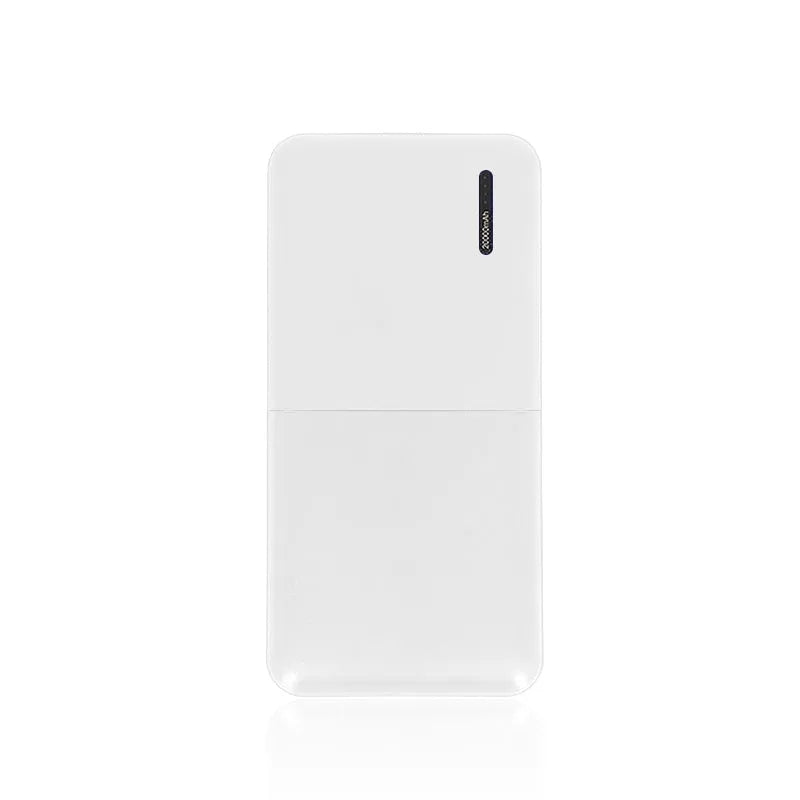 20000 mAh polymer lithium ion power bank with multi-USB ports, black plastic shell, 140x69x26mm