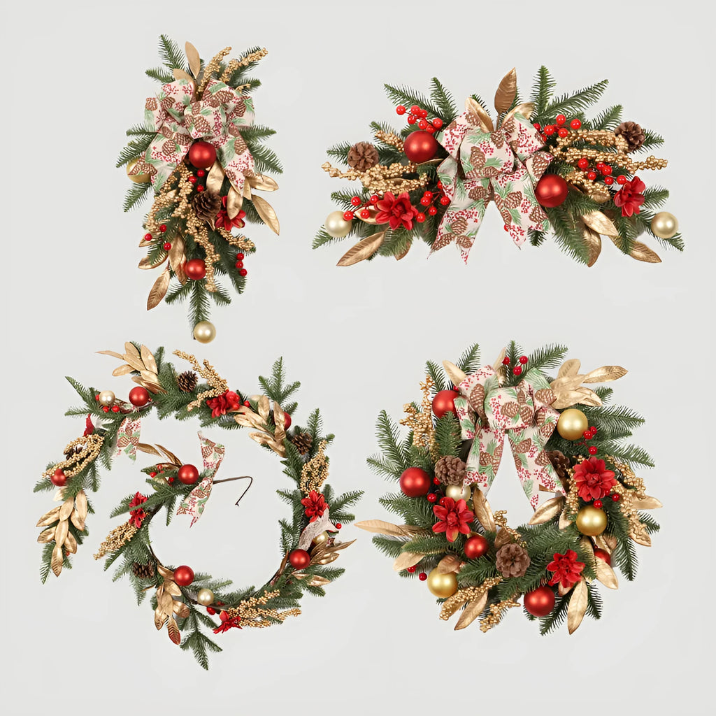American country style plastic Christmas garland decoration in one of four hanging styles