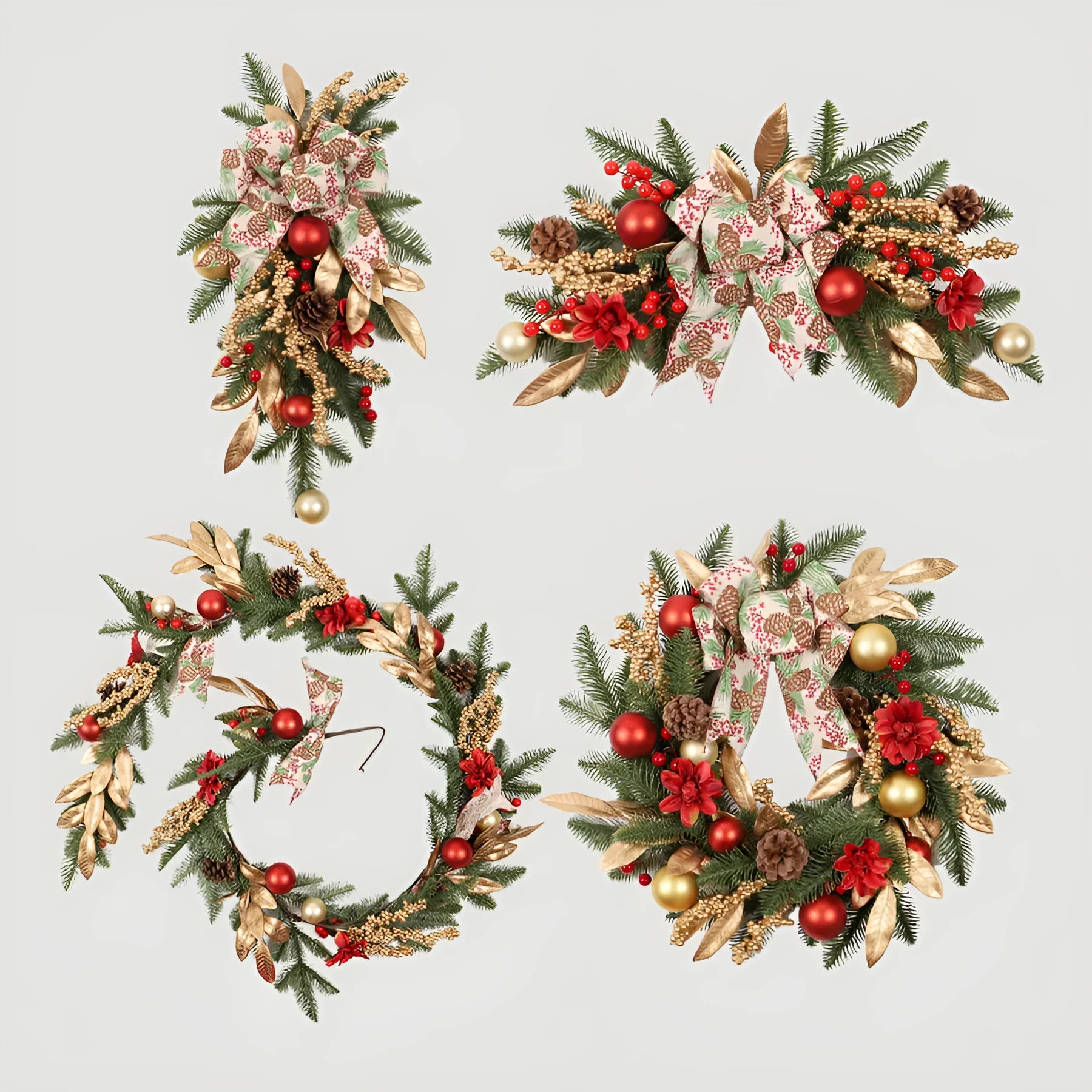 American country style plastic Christmas garland decoration in one of four hanging styles