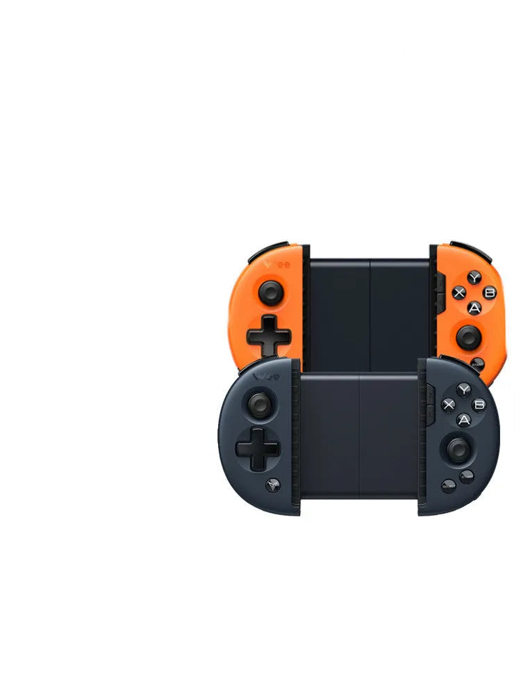 Feizhi Wee 2T blue and orange mobile game controllers with stretch handles and USB cables.