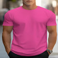 Men's loose fit round neck short sleeve printed T-shirt in bird eye cloth fabric.