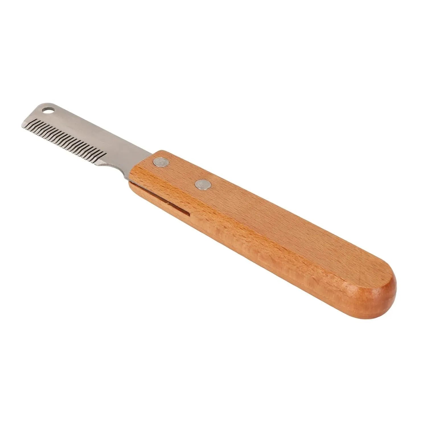 Wood-handle dog stripping comb grooming tool for removing floating hair from pets