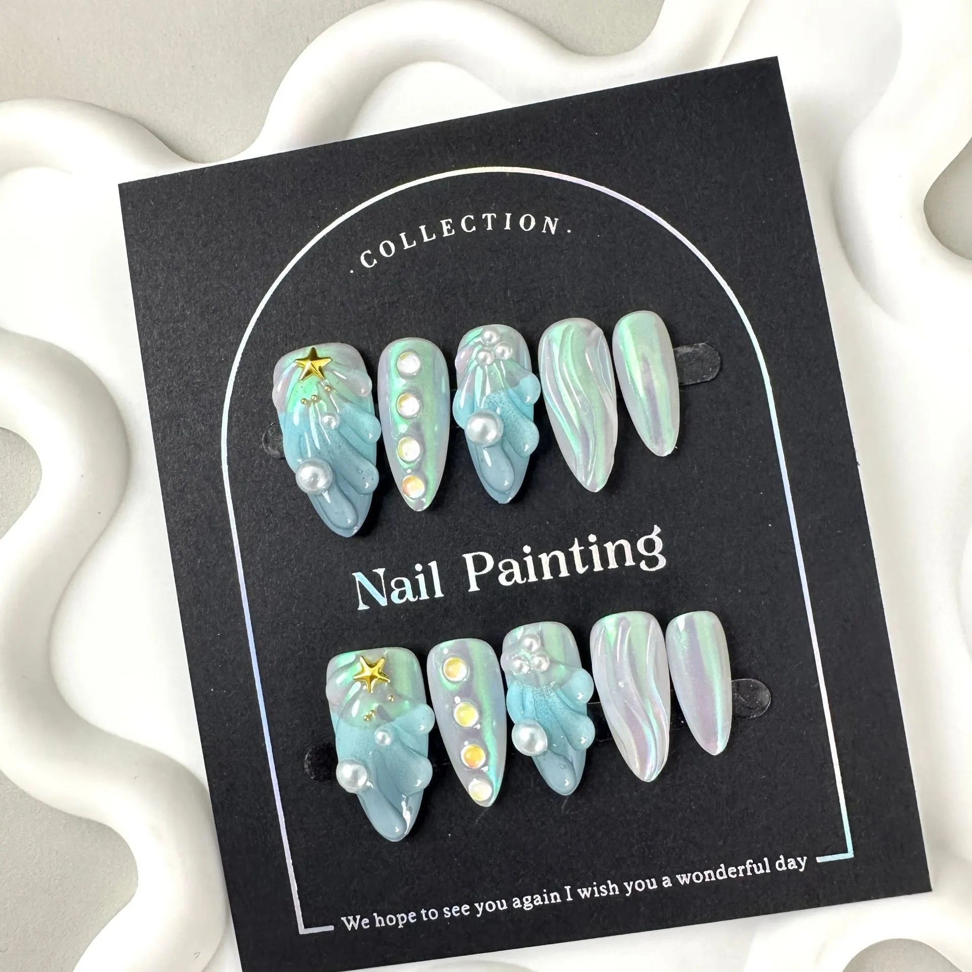 HAILANG blue plastic nail tips in XS, S, M, L sizes for temporary nail wear