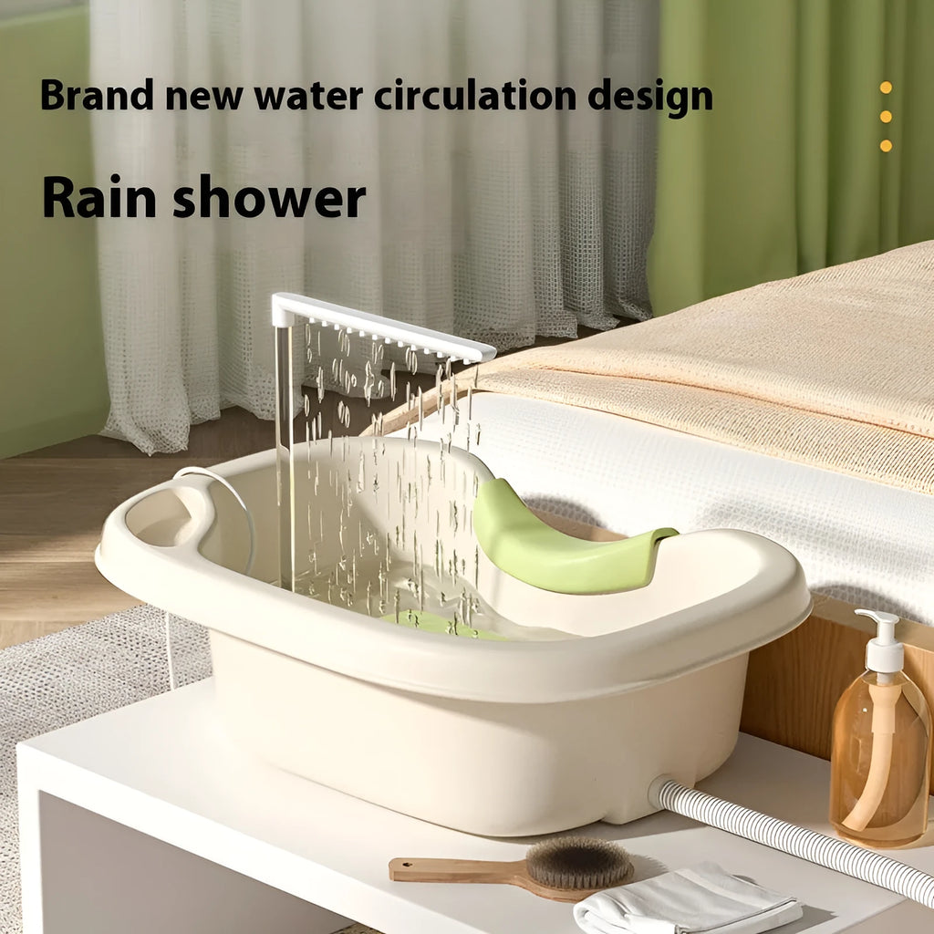 Light pink shampoo basin with circulating water pump and massage brush for bed hair washing