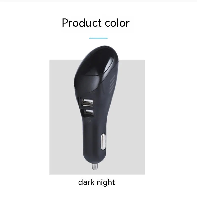 White car USB charger with integrated negative ion air purifier for vehicle cigarette lighter socket