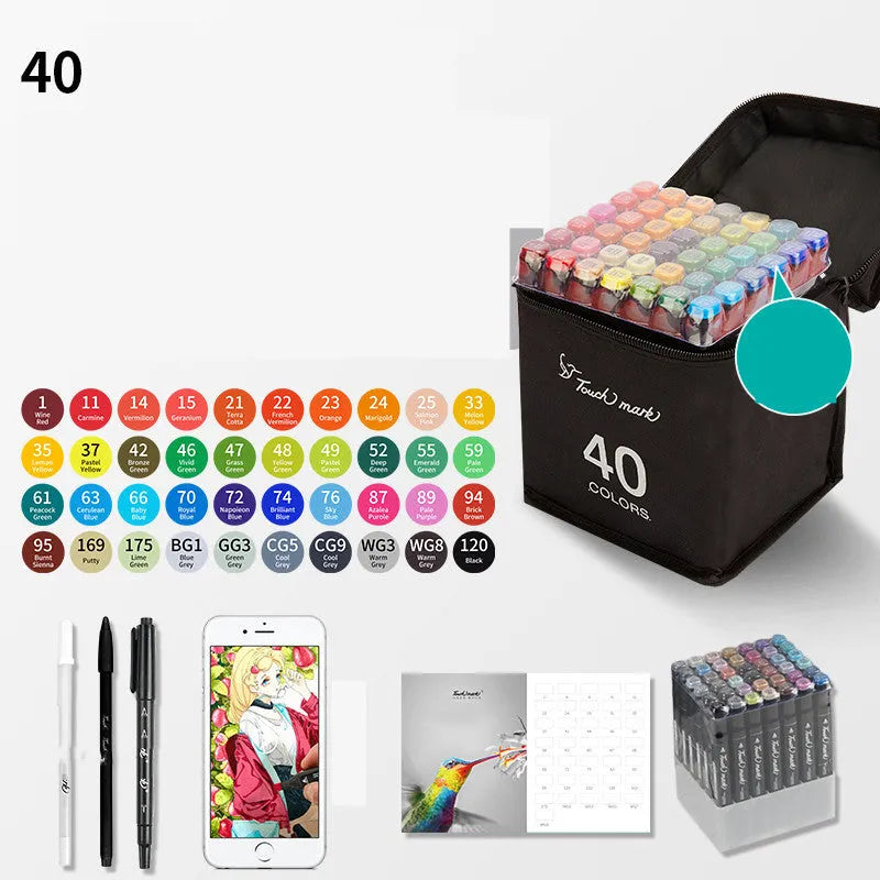 Watercolour pen set for children with 24 colours in a pencil bag, flower design