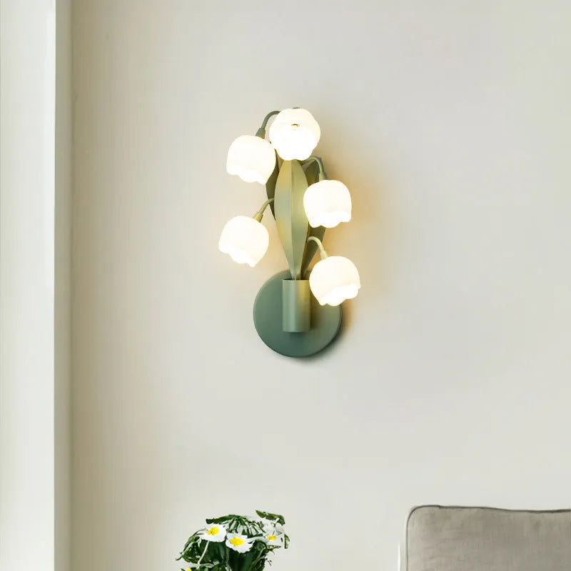 Modern minimalist French pastoral wall lamp with green tricolour light and PC shade