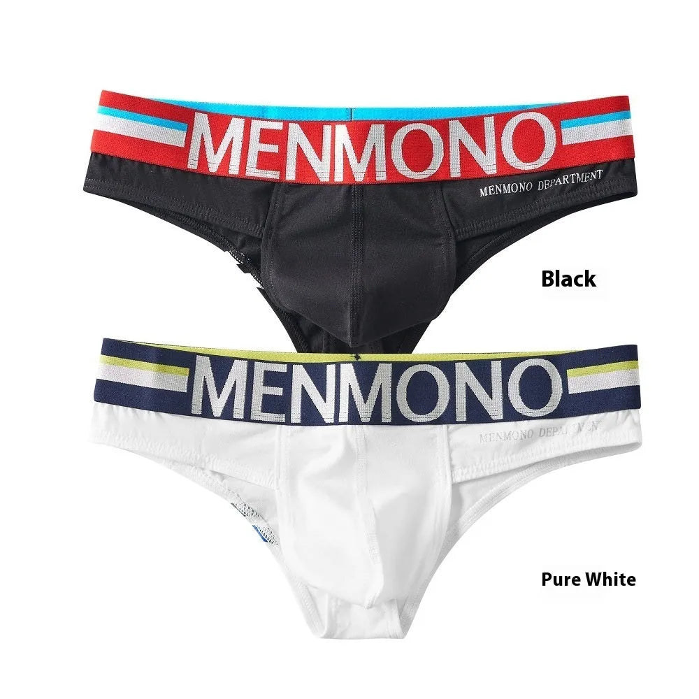 Men's cotton low waist bikini underpants in two-tone solid colour pattern, pack of 2, size M to XXL