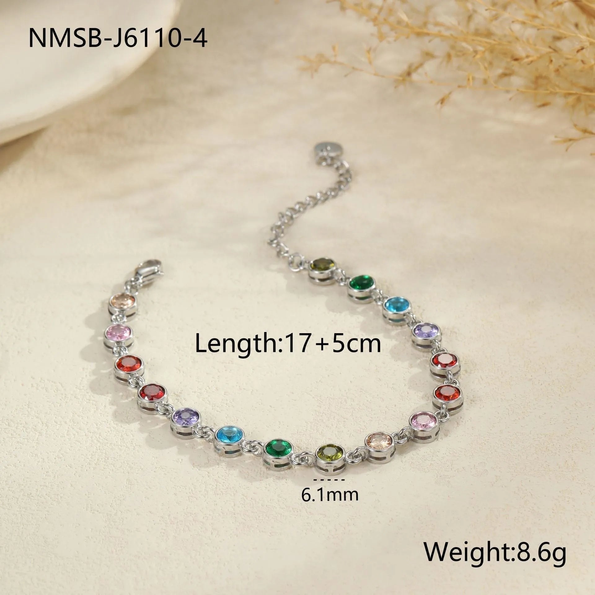 Women's stainless steel bracelet with electroplated finish in geometric square, heart, round shapes