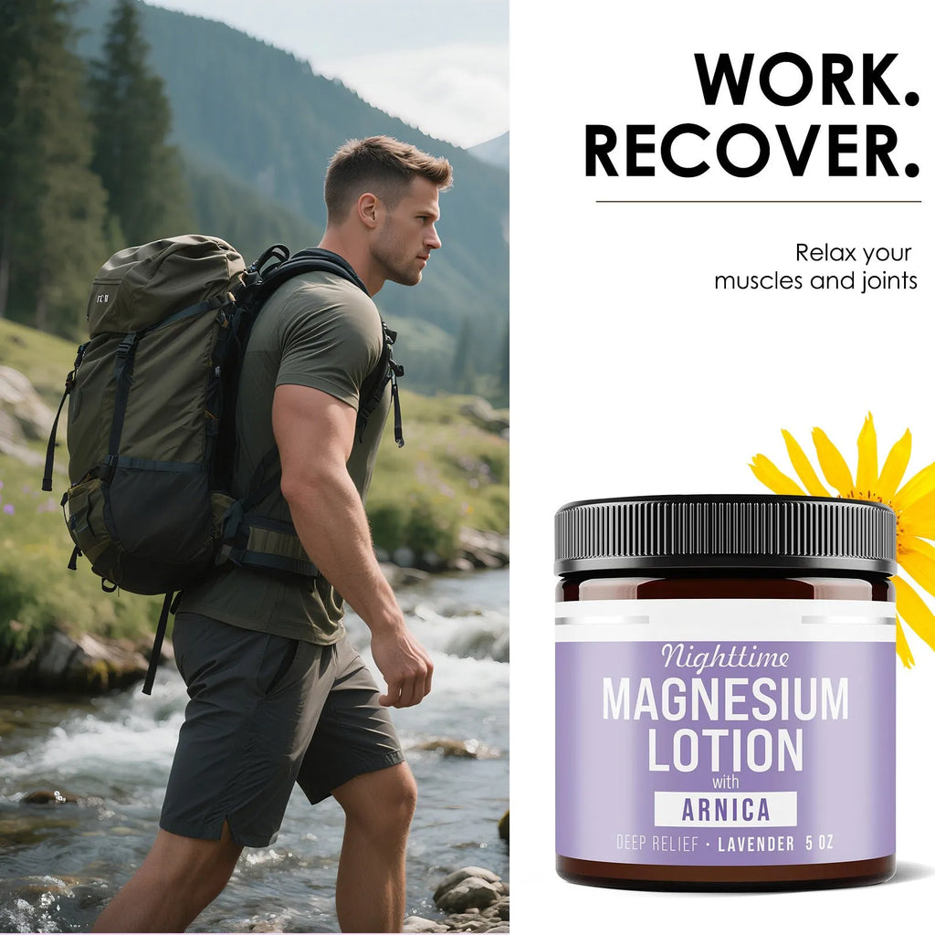 Jar of magnesium body butter cream, 150ml, for skin moisturisation and soothing relief.