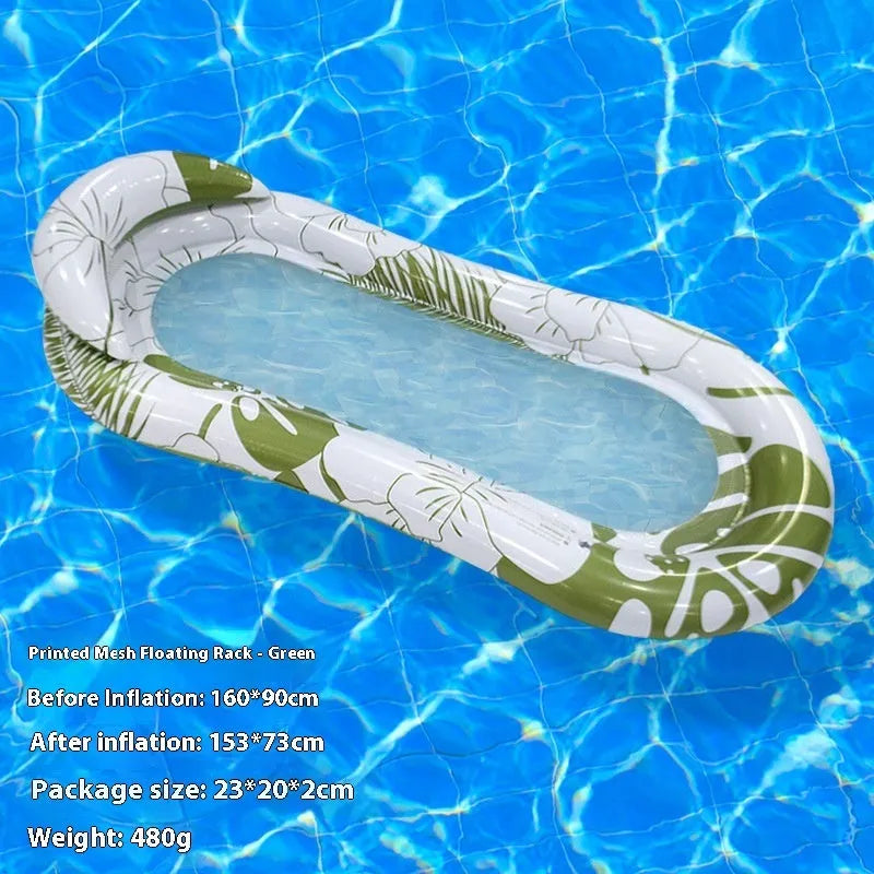 PVC thick sequins inflatable floating row pool lounger in gradient colour with canopy