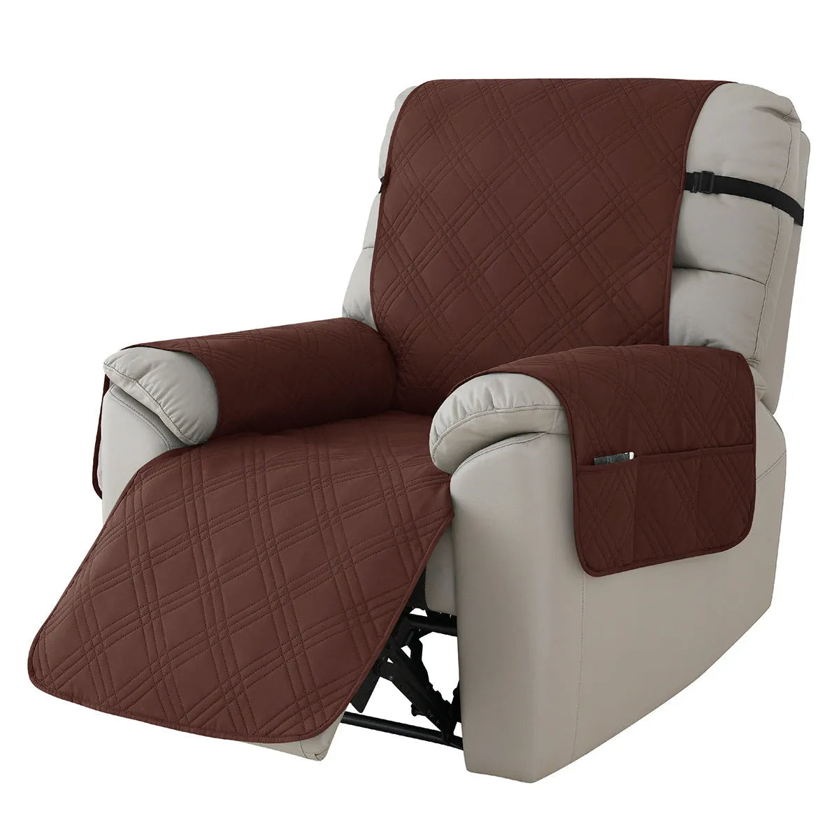 Quilted waterproof sofa cover for Chivas massage chair in burgundy colour, American country style