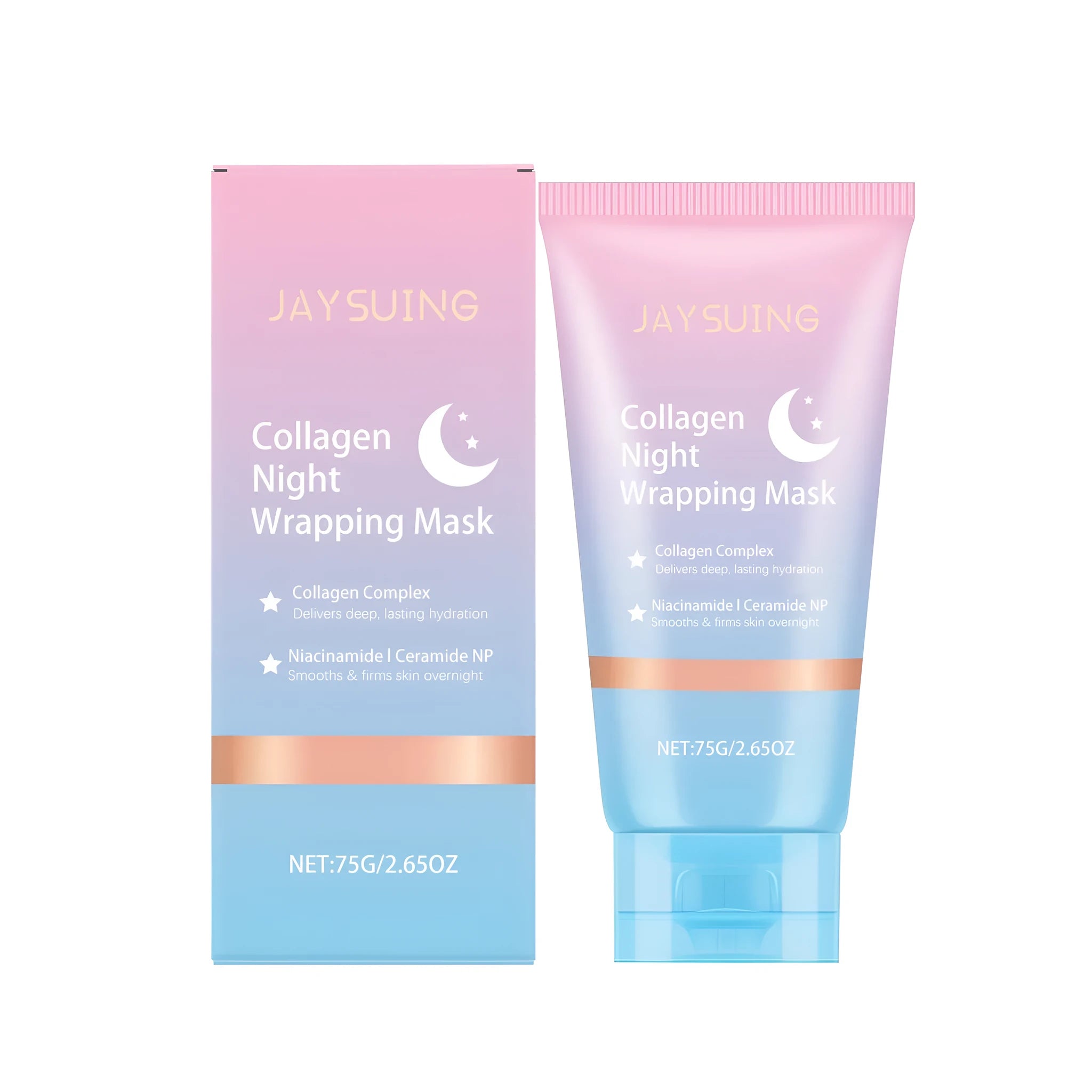 Collagen night tearing mask 75g jar with brush for overnight peel-off facial application