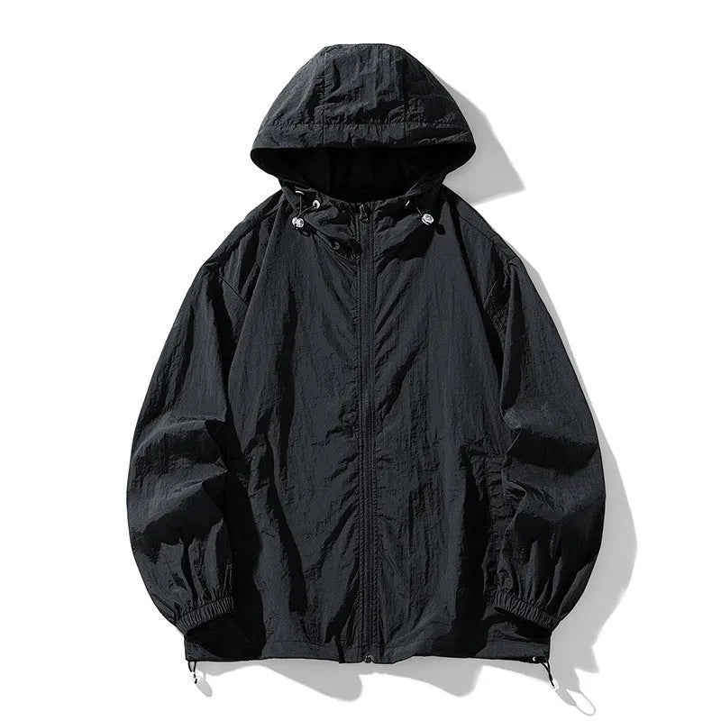 Loose-fit outdoor sports coat jacket in chemical fibre blend fabric available in multiple colours