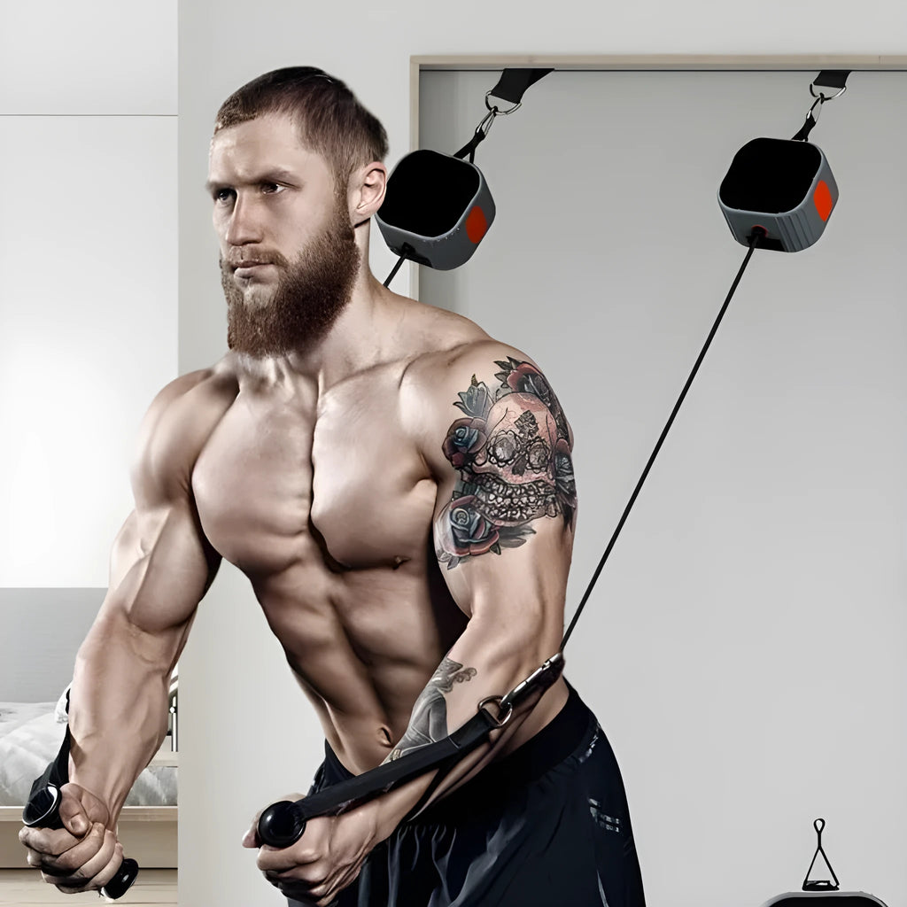 Intelligent fitness resistance tensioner with adjustable 2-20kg resistance in blue grey and orange grey colour options