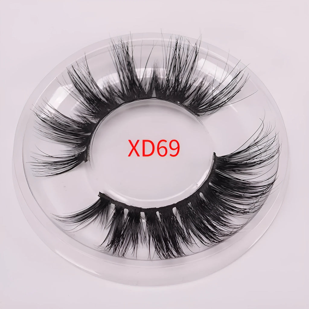 Handmade 5D mink false eyelashes set with double-headed brush and black hair cap