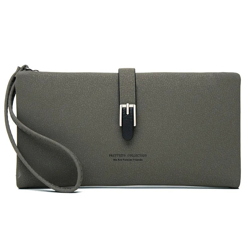 Long women's wallet simple clutch in PU leather solid colour 19.5 x 11 x 2.5 cm with coin purse