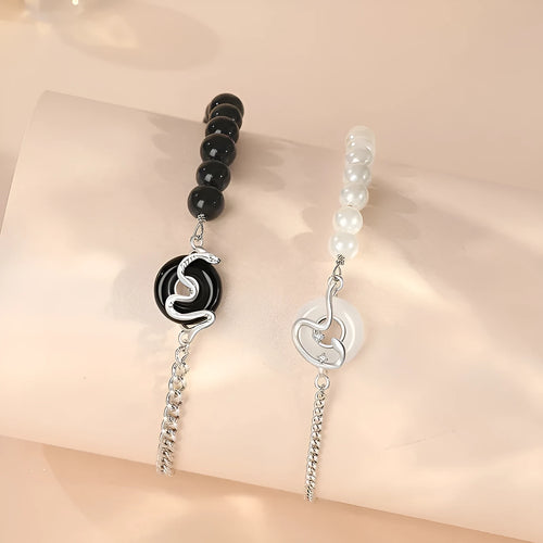 925 Sterling Silver New Chinese style couple bracelet with snake design and safe buckle.
