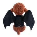 Black cloth pet bat costume with 3D wings on a dog or cat, available in sizes S M L