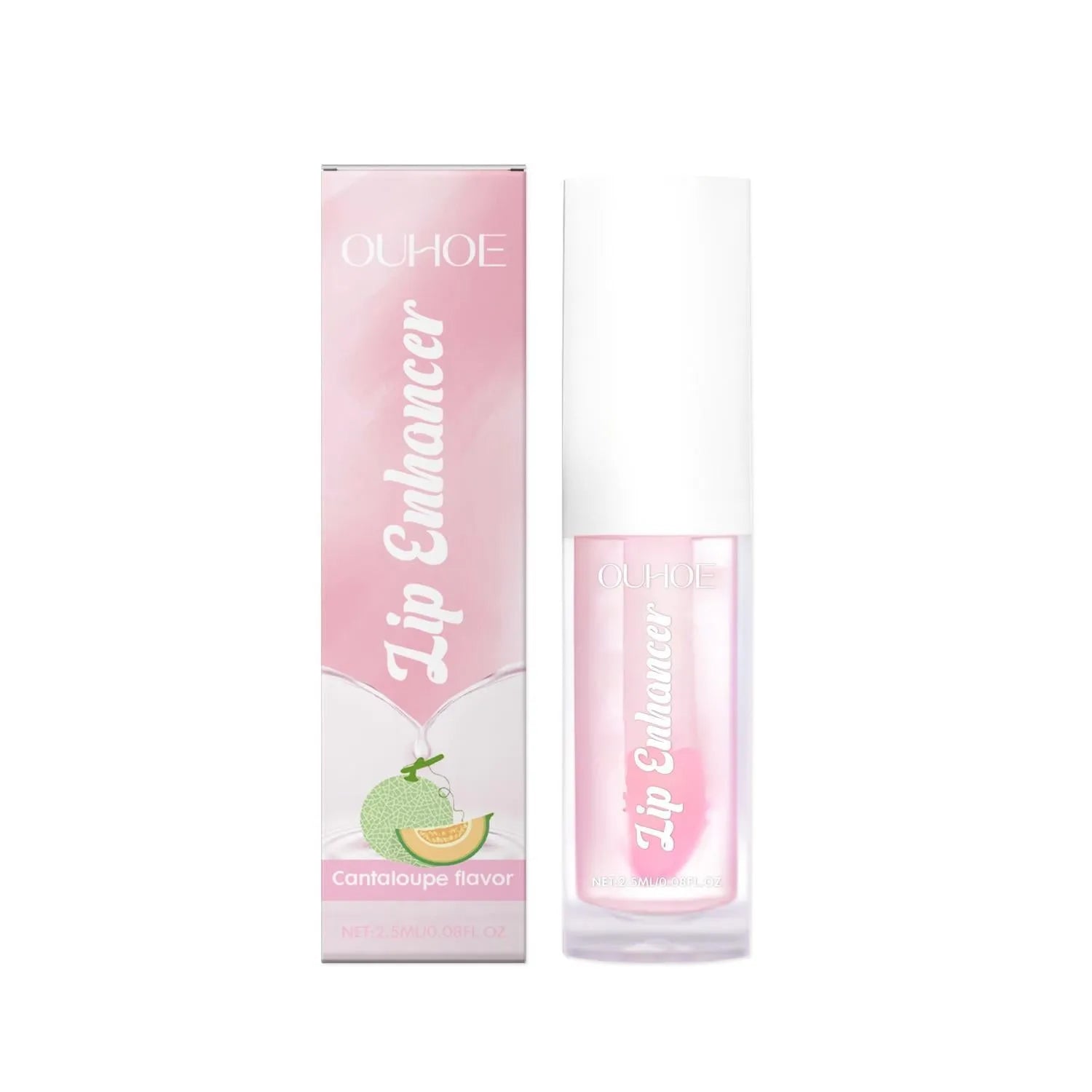 Moisturising lip oil bottle with plant oil and ceramide formula, shown in one of six flavour variants.