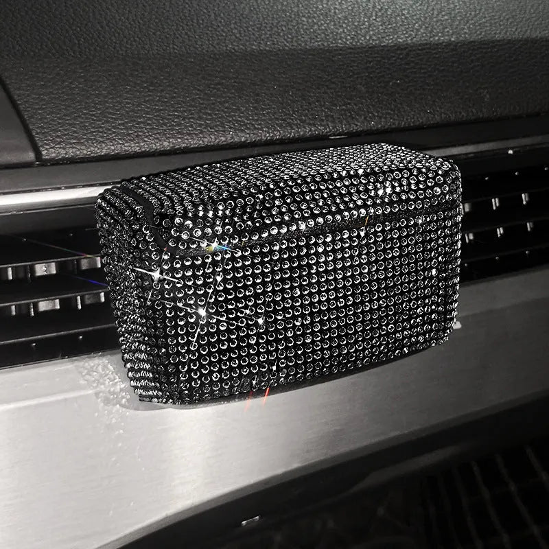Car ashtray with covered outlet in plastic, showing colour diamond options at 10cm by 7cm by 5cm size.