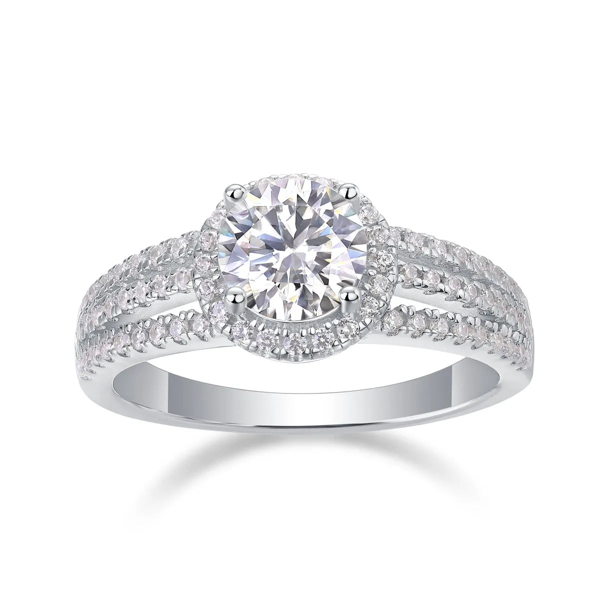 Looking Back 1 carat moissanite wedding ring set in platinum plated S925 silver with gift box