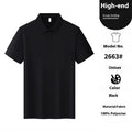 Men's solid colour seamless lapel t-shirt in black, slim fit, short sleeves, front view