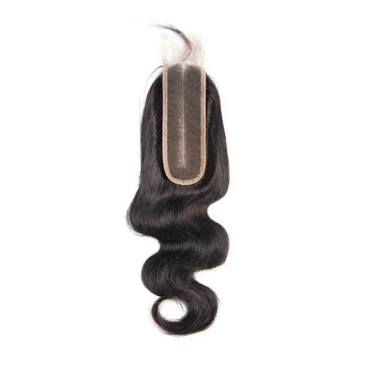 Straight natural colour human hair wig for women, shown in long length.