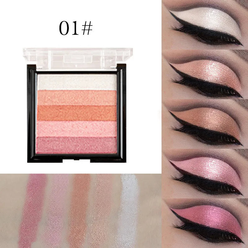 Eye shadow compact plate for contouring and brightening, showing six colour styles in a 12g palette.