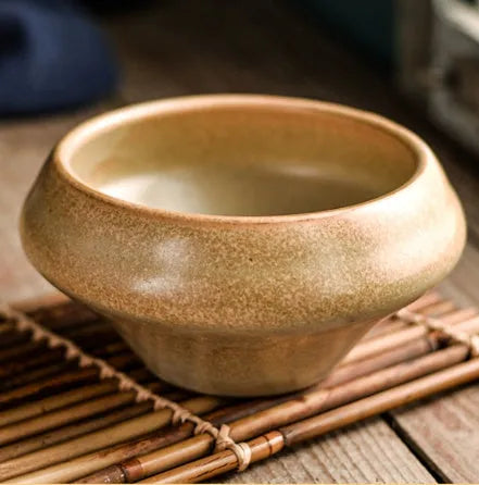 Ceramic Japanese soup bowl in tall design with underglaze pattern