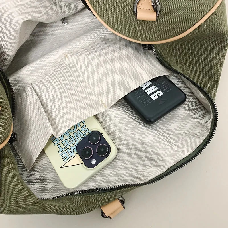 Large capacity nylon messenger bag with dry-wet separation in black, green, and gray for fitness and travel