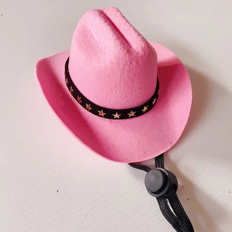 British-style brown non-woven fabric cowboy hat for a cat on a mannequin head.