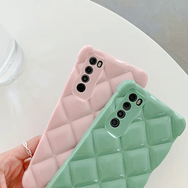 Silicone back cover phone case for Huawei models in black, green, pink, and white colours