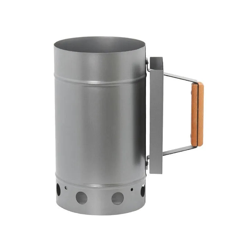 Zinc-iron alloy outdoor charcoal fire igniter with bucket-style design and point carbon barrel