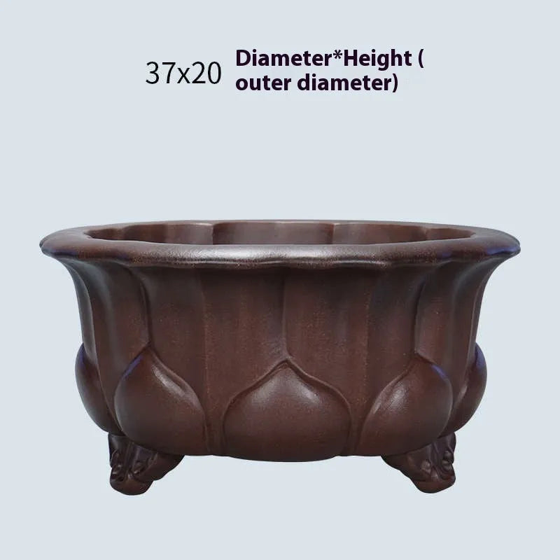 Purple sand succulent bonsai pot 37x37x20cm with antique Chinese classical styling
