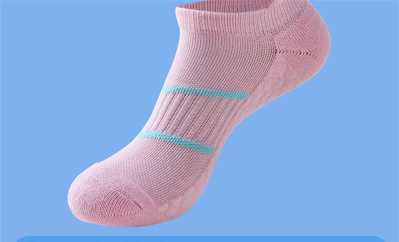 Men's towel bottom sports solid colour socks for running in black, white, gray, pink, mint green, orange, and fluorescent green