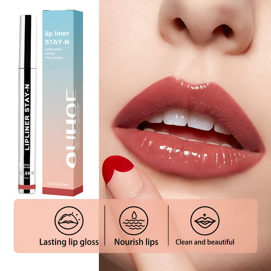 Dark brown waterproof long lasting lip liner pen with smooth tip for lip contouring
