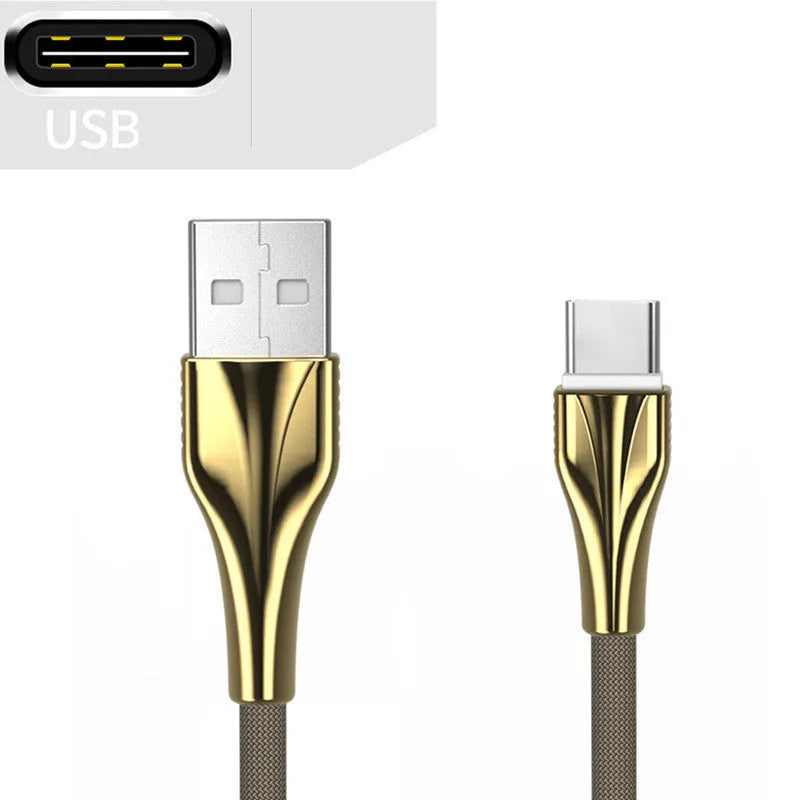1m aluminium alloy braided data cable in black with Type-C connector on white surface