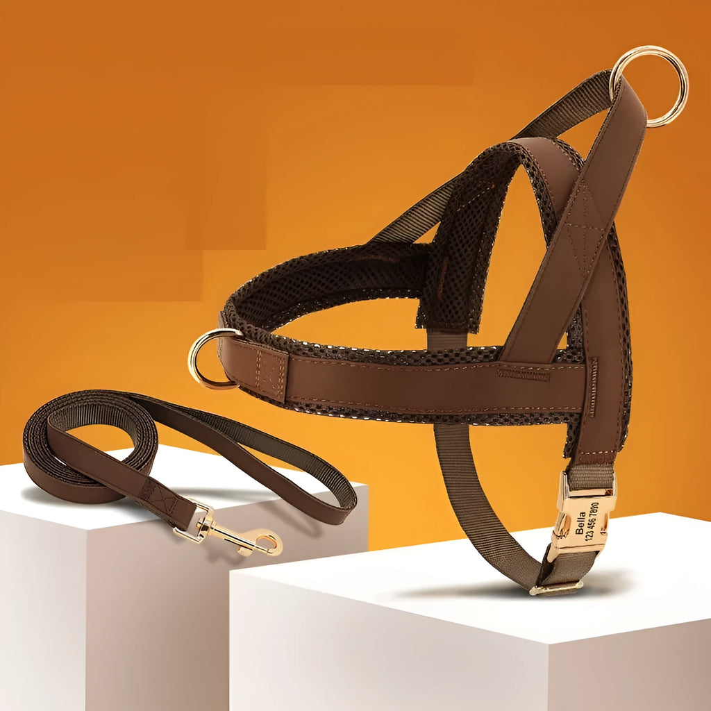 Large dog vest chest harness in black with adjustable straps and reinforced stitching for walking